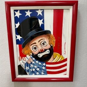 Red Skelton Signed 1990 The All American Clown Framed Porcelain  Painting 1235